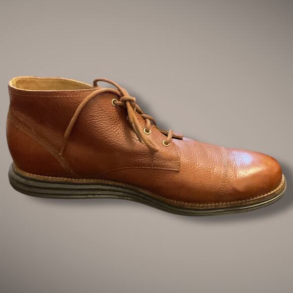 Men's 10.5 COL HAAN Grand OS Brown Pebbled Leather Chukka Boots C23429 EUC - Picture 5 of 11